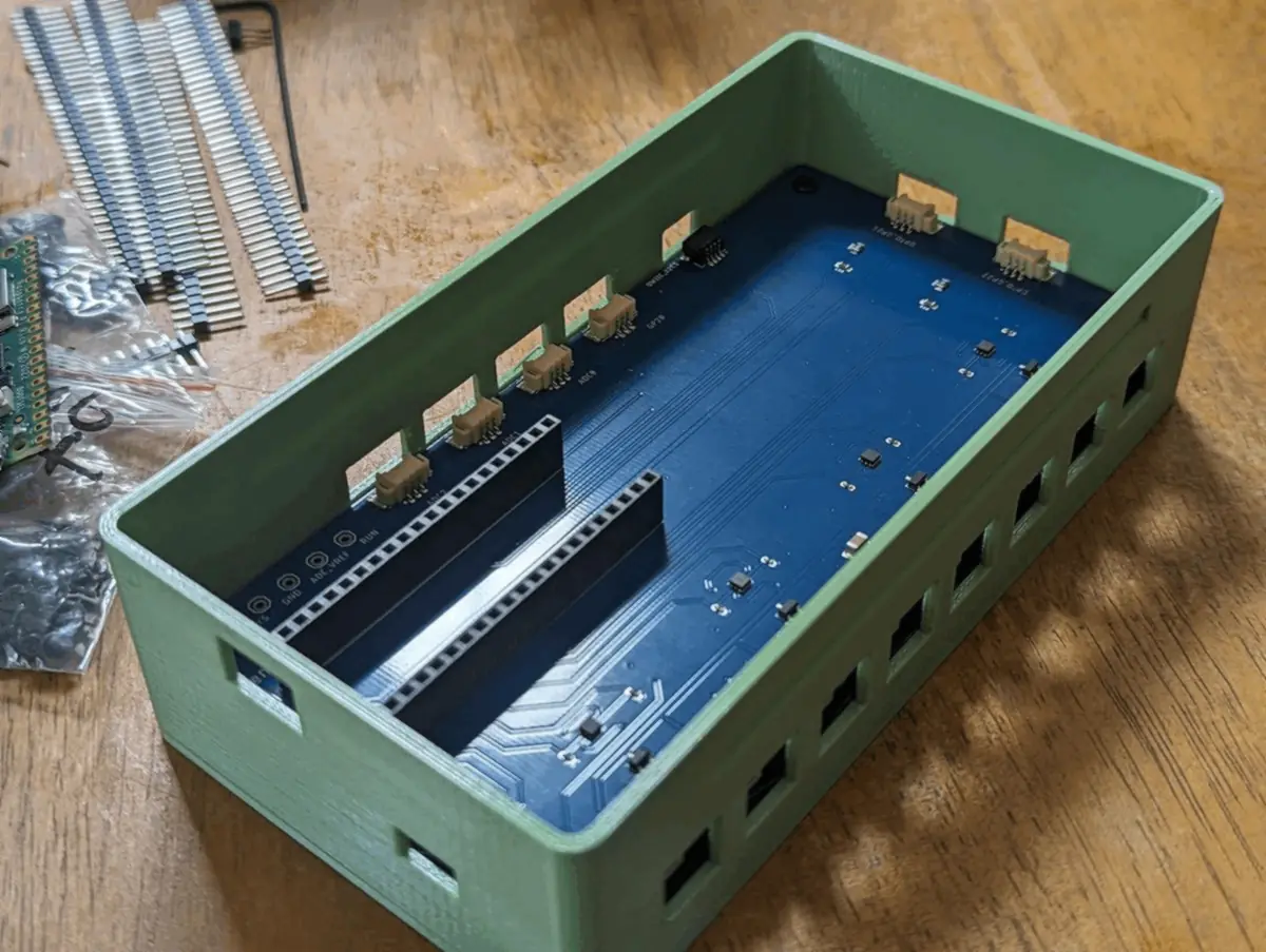 Pico-pinout headers, before an MCU drops in
